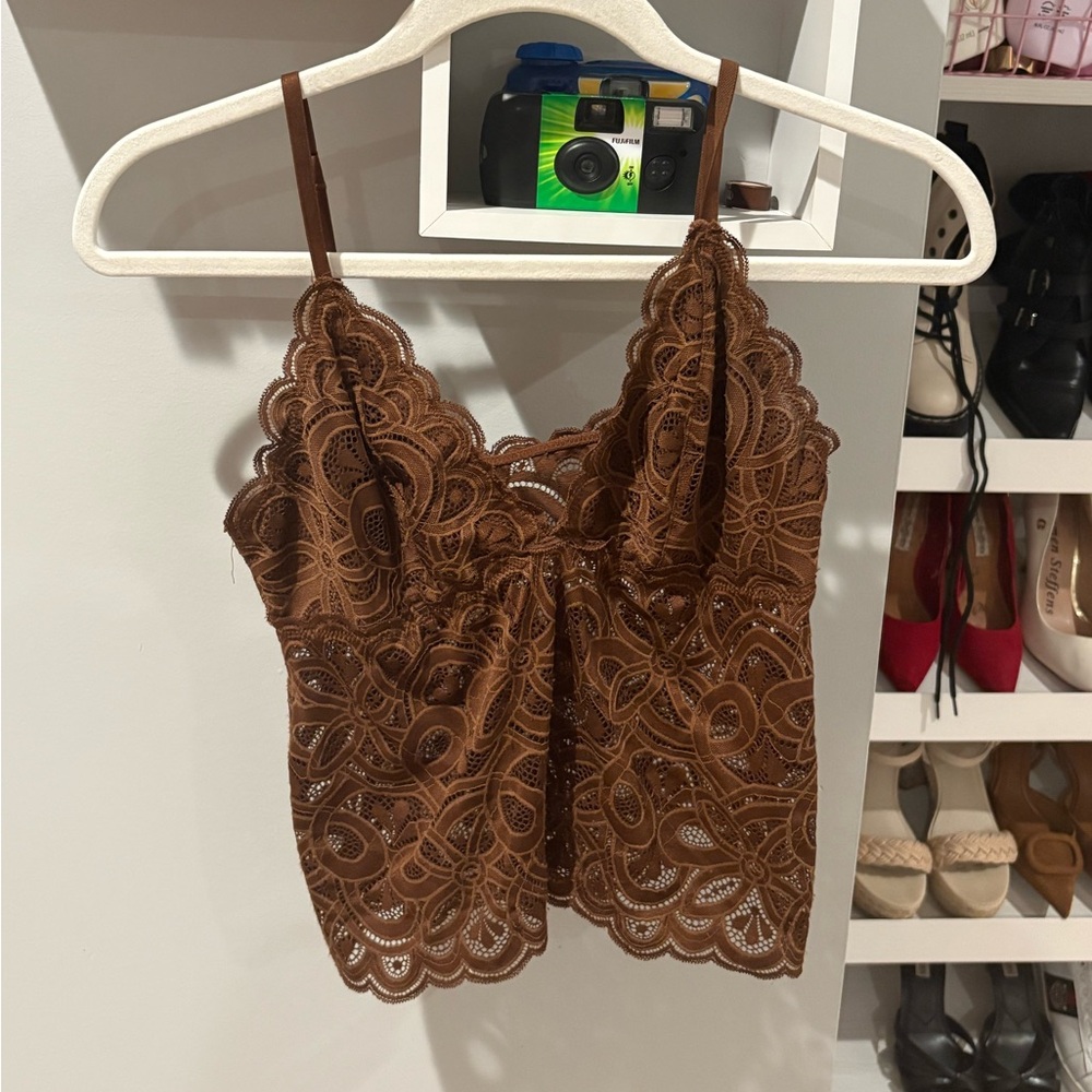 Brown Lace Cami Top